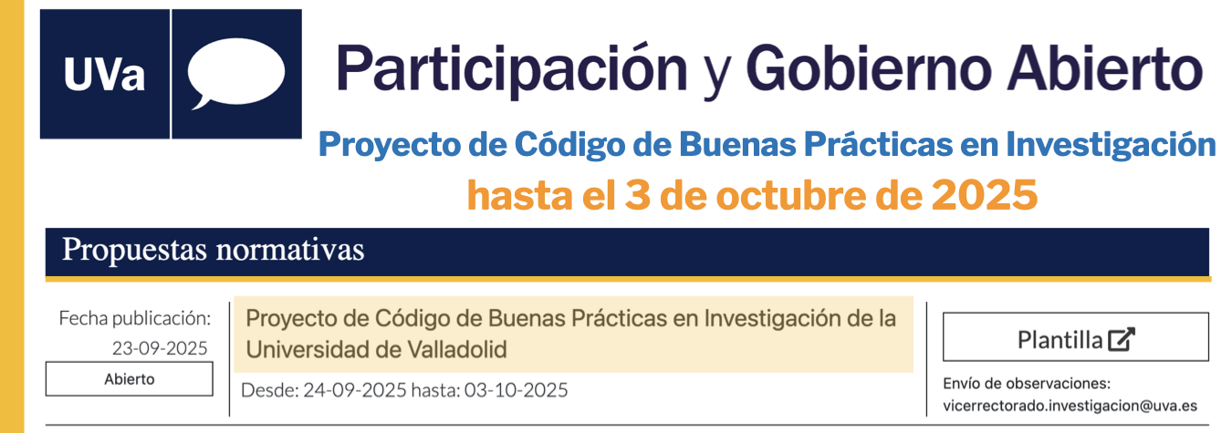 Proyecto de Código de Buenas Prácticas en Investigación de la Universidad de Valladolid